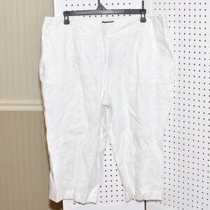 Plus Size 3X Grace Elements Sanibel Linen White Cropped Capri Pants NWT
